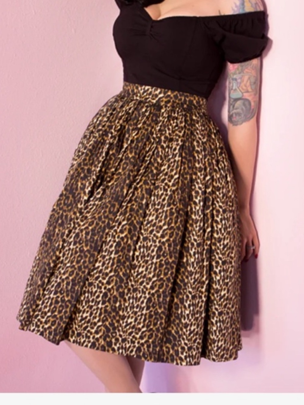 NWT Vixen by Micheline Pitt Leopard-Print Circle Skirt XL